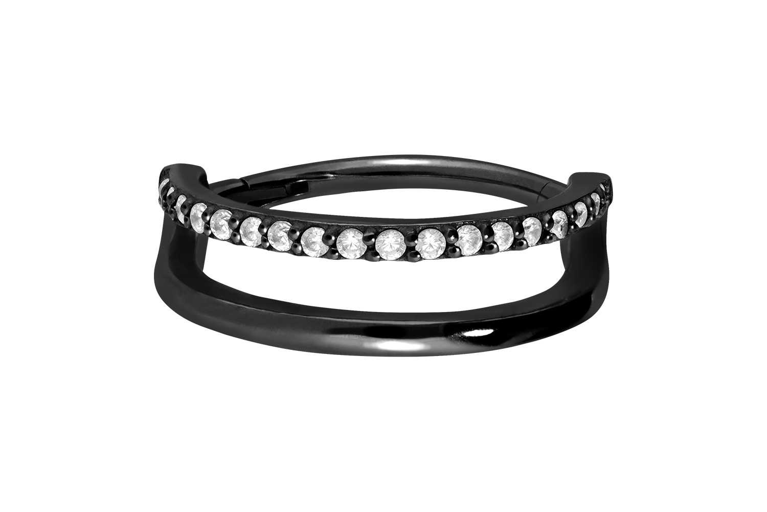 Chirurgenstahl Segmentring Clicker DOPPELRING + EINGEFASSTE KRISTALLE